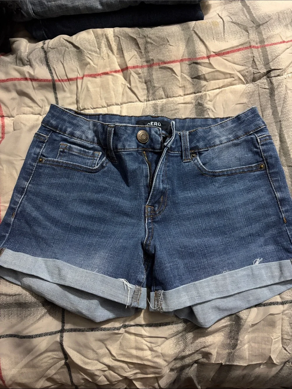 Aero Cuffed Blue Denim Women's Shorts